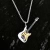 Collar Colgante de Nota de Guitarra Eléctrica de Roca Plateado Estilo Punk Nicho Hip-Hop Personalidad Atractiva Venta Directa de Fábrica