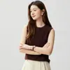 Nuevo Chaleco de Punto Coreano de Otoño con Cuello Redondo en Capas para Mujer, Top de Chaleco de Punto en Capas de Alta Gama para el Trabajo