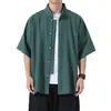 Verano 2026 Nuevo Estilo Chino Moda Tallas Grandes Camisas de Algodón y Lino para Hombre Ropa para Hombre Hecha en Wei Transfronteriza Hanfu de Estilo Chino