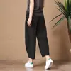 Pantalones anchos pequeños de lino de algodón para mujer 2023 verano nuevos sueltos talla grande combinables lino nueve puntos pantalones casuales para uso exterior