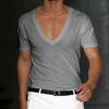 2022 Comércio exterior europeu e americano cross-border novos homens casuais V-neck manga curta impressão digital slim pullover camiseta masculina