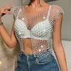 Ventas directas de AYJ desde el fabricante original, popular en Amazon, red con pedrería brillante, abertura, top corto sexy Y21157