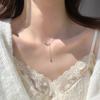 Colar com Pingente de Flor de Tulipa Doce Borla Gota de Água Elegante Estiloso Prata S925 Corrente Clavicular Corrente de Pescoço Ins