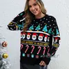 Suéter de Design de Nicho para Mulheres para Comércio Exterior Amazon Outono e Inverno, Pulôver de Tricô com Árvore de Natal Estilo Europeu e Americano, Suéter Grosso de Boneco de Neve