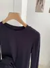 KEKEZOON Camiseta Básica de Manga Larga de Color Sólido con Cuello Redondo Ajustada para Otoño Estilo Básico 8599