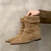 Botas de gamuza Meilad para mujer que aumentan la altura, Botas Martin, Nueva colección Otoño/Invierno 2026, Botines estilo Western, Botines cortos estilo coreano