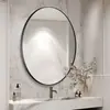Espejo Ovalado para Baño sin Taladro con Marco de Aleación de Aluminio para Lavabo, Inodoro, Baño y Aseo