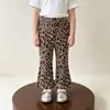 Calças Flares Elásticas para Meninas, Calças Casuais Finas e Respiráveis para Crianças na Primavera e Verão, Leggings Casuais Tendência Estilo Coreano para Crianças Pequenas