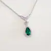 Joyería Zhou Hengfu Plata S925 Esmeralda Cultivada Modelo Nuevo 2024 Estilo de Lujo Ligero Transfronterizo Versátil Collar de Gota de Agua para Mujer