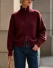 Jaqueta Suéter Feminina Estilo Casual Transfronteiriço 2026 Outono e Inverno Novo Estilo Coreano Cor Sólida Gola Alta Zíper Cardigan de Tricô Top