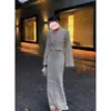 Design de nicho Jiangnanchun estilo suave top de malha conjunto de saia de duas peças conjunto de roupa emagrecedor com bordados