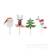 Suministros navideños plato de frutas decoración letrero para pastel tarjeta de Papá Noel pingüino tarjeta de asta de ciervo alce calcetines tarjeta