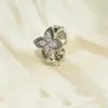 [Personalizado] Anillo de Trébol de Cuatro Hojas con Circonita Chapado en Oro Cobre para Mujer, No se Desvanece, Lujo Accesible Diseño de Nicho Anillo Abierto Venta al por Mayor