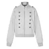 Cárdigan retro estilo court con cuello alto, unisex, con un diseño cruzado de alta gama y moderno, de corte corto y un favorecedor corte en los hombros