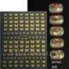 Belleza Completa Transfronterizo Nuevos Stickers de Arte de Uñas Ins Mariposa Simple Dorada y Plateada Mariposa Negra Stickers de Arte de Uñas