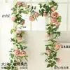 Rosa Flor Falsa Trepadeira Ramo Pendurado na Parede Enrolando Cobertura de Tubo de Água de Ar Condicionado Decoração Teto da Sala de Estar Planta de Plástico
