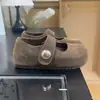 Zapatos tipo Birkenstock de suela gruesa, que aumentan la altura, con cierre de velcro, diseño de punta poco profunda, nuevo modelo de moda 2026, versátiles, Mary Janes planos de punta ancha, zapatos para mujer