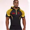 Camiseta con Capucha para Hombre de Fitness de Co-Marca UFC, Alta Elasticidad, Secado Rápido, Adelgazante, para Gimnasio, Entrenamiento de Levantamiento de Pesas y Carrera, Manga Larga