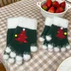 Luvas de Tricô Quentes de Inverno para Crianças Mitenes Fofos Vermelhos à Prova de Frio para Meninas e Bebês Presentes de Natal para Adultos