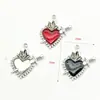 Aleación Corazón Forma Goteo de Aceite Plata Antigua Joyería Accesorios Colgante DIY Accesorios para Joyería