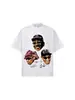 Camiseta de Manga Corta para Hombre 2026 Primavera/Verano Bulls Tres Estrellas Copo de Nieve Estampado Digital Peso Pesado Cuello Redondo Hombros Caídos