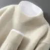 Suéter 100% Lana Pura Otoño e Invierno para Hombre de Cuello Alto Medio Jersey de Punto Suéter Casual Holgado Base Suéter de Cachemira