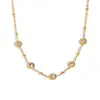 Moda Europeia e Americana Simples Elegante Versátil Colar Estiloso Aço Inoxidável Banhado a Ouro 18K 5 Zircônios Redondos Corrente com Contas de Clip para Mulheres