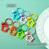 Llavero Colgante Estrella de Cinco Puntas de Colores Anillo de Tarjeta de Aleación DIY Hecho a Mano Abalorios Perler Hebilla Colgante Material de Adorno Venta al por Mayor