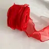 Fita de fio cauda de peixe com borda dourada de 6 cm fita de fio de neve laço para embalagem de buquê material artesanal fita ondulada fita de flor