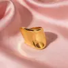 Joyería Lele Moda Europea y Americana Elegante Versátil Asimétrico Exagerado Brillante Ancho Geométrico Anillo Joyería de Mano de Acero Inoxidable para Mujer