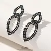 Brincos de Corrente Longa com Garras Exageradas Elegantes de Prata S925 com Strass para Mulheres Brincos com Franjas de Diamante Colorido Europeus e Americanos Brincos da Moda