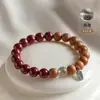 Pulseira com Pingente Auspicioso de Madeira de Pessegueiro Cinábrio Prata S925 Oito Deuses Guardiões Ano do Animal do Zodíaco Pulseira de Contas Presente