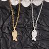 Collar de plata de ley S925 con diseño de lujo ligero y sencillo con forma de pez pequeño, versión coreana 740, cadena de clavícula de plata para mujer, venta al por mayor