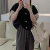 Casaco de colete de suéter de torção curta retrô para mulheres 2023 Outono Novo estilo japonês moda de colete de malha externa solta