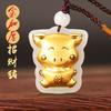2026 Año del Cerdo Zodiaco Amuleto de la Suerte Jade Hetian Colgante de Jade Incrustado en Oro Collar de Cerdo Dorado Unisex Regalo del Año del Dragón