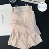 2026 Nuevo Camisón de Algodón Nube con Copas Set de Dos Piezas para Mujer Pantalones Cortos Sencillos de Verano Transpirables Ropa de Casa