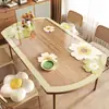Toalha de Mesa Estilo Ins Impermeável, à Prova de Óleo, Resistente ao Calor Plástico PVC Vidro Macio Transparente Floral Oval para Mesa de Café Mesa de Jantar