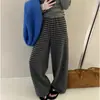 Pantalones de pierna ancha a rayas de color contrastante, sueltos y relajados, de cintura alta, adelgazantes, hasta el suelo, Primavera 2025