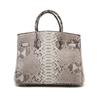 Bolso de piel de pitón platino para mujer, color original, informal, moderno, 25, de piel auténtica, combinable con todo.