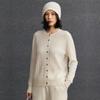 Abrigo Suelto de Otoño e Invierno Cárdigan de Punto Versátil Cuello Redondo de Cachemira Simple Nueva Moda Casual Trenzado Mujer
