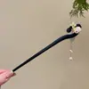 Horquilla con borla de estilo antiguo para mujer, horquilla de alta gama de estilo chino, horquilla de ébano negro, accesorio para el cabello moderno y sencillo