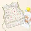 Babeo Fino de Tafetán para Niños de Manga Corta, Babero de Alimentación, Artefacto de Babero, Estampado de Dibujos Animados, Babero de Alimentación para Bebé, Babero Impermeable para Niños