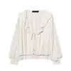 Moda Femenina Nueva Primavera Estilo Europeo y Americano Casual Holgada con Hombreras Textura en Capas Camisa 2138842