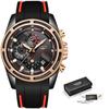 LIGE LIGE banda de silicona deportiva impermeable reloj luminoso multifuncional cronógrafo explosión atmosférica reloj para hombre 9957
