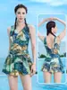 Traje de baño de una pieza para mujer, estilo falda, conservador, adelgazante, disimula el abdomen, traje de baño con estampado tropical, novedad de verano, para aguas termales, natación