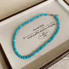 Colar de Contas Turquesa Novo Estilo Chinês Moda Corrente Simples para Clavícula Versátil Temperamento Joias de Nicho de Alta Qualidade Atacado