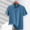 Camisa Polo Masculina de Seda de Gelo de Secagem Rápida, Top Leve de Verão Respirável Sem Costura de Manga Curta