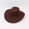 Chapéu de Cowboy Ocidental Transfronteiriço, Chapéu de Sol de Aba Larga, Chapéu de Lã Jazz Retrô Europeu e Americano, Chapéu de Jazz Estilo Étnico de Xizang