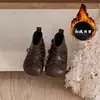 Botas de Cano Curto Infantis para Meninas Estilo Coreano Retrô Patchwork com Laço Modelo Novo Outono/Inverno 2025