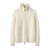 Cárdigan de punto grueso con cremallera y cuello alto de cachemira para mujer, otoño e invierno, abrigo de moda, suéter de manga larga, top holgado